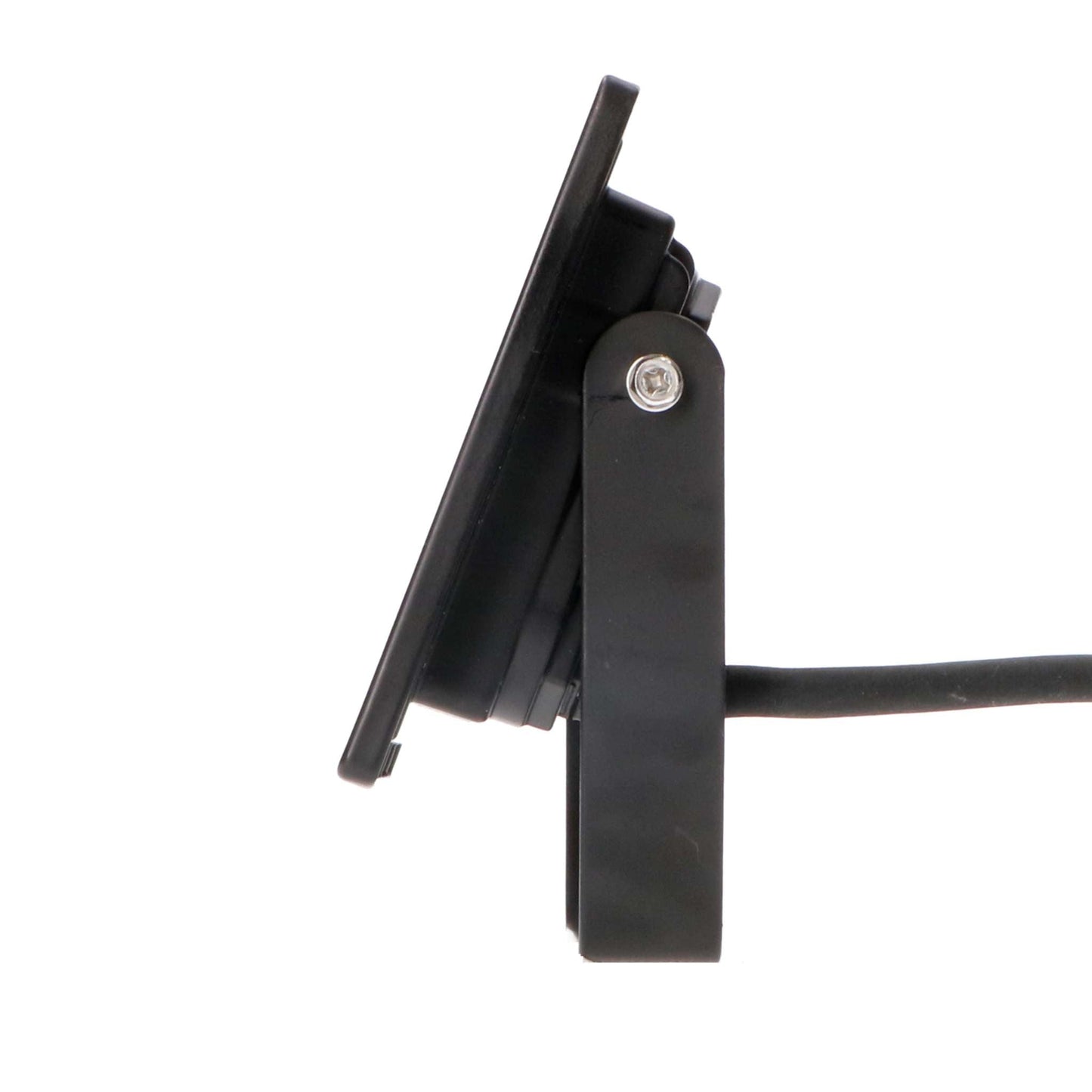 Een gele, opvouwbare LED-verlichting op een driepootstandaard, met zwart kabel en stekker, geschikt voor werkplekken en bouwplaatsen.