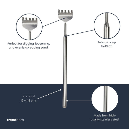 Terrarium Tool - Rake - 16-49 cm - Telescopic - Stainless Steel
