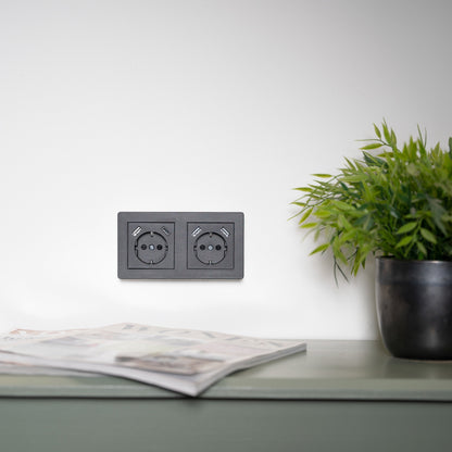 Reflex Inlegplaat voor wandcontactdoos met 2 USB - Zwart