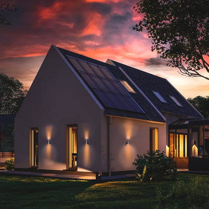 LED's Light RVS LED Buitenlamp met Bewegingssensor - 2 lichts up & down - IP44 - Zilver