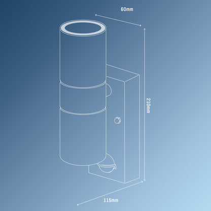 LED's Light RVS LED Buitenlamp met Bewegingssensor - 2 lichts up & down - IP44 - Zilver