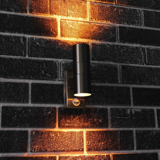 LED's Light RVS LED Buitenlamp met Bewegingssensor - 2 lichts up & down - IP44 - Zilver