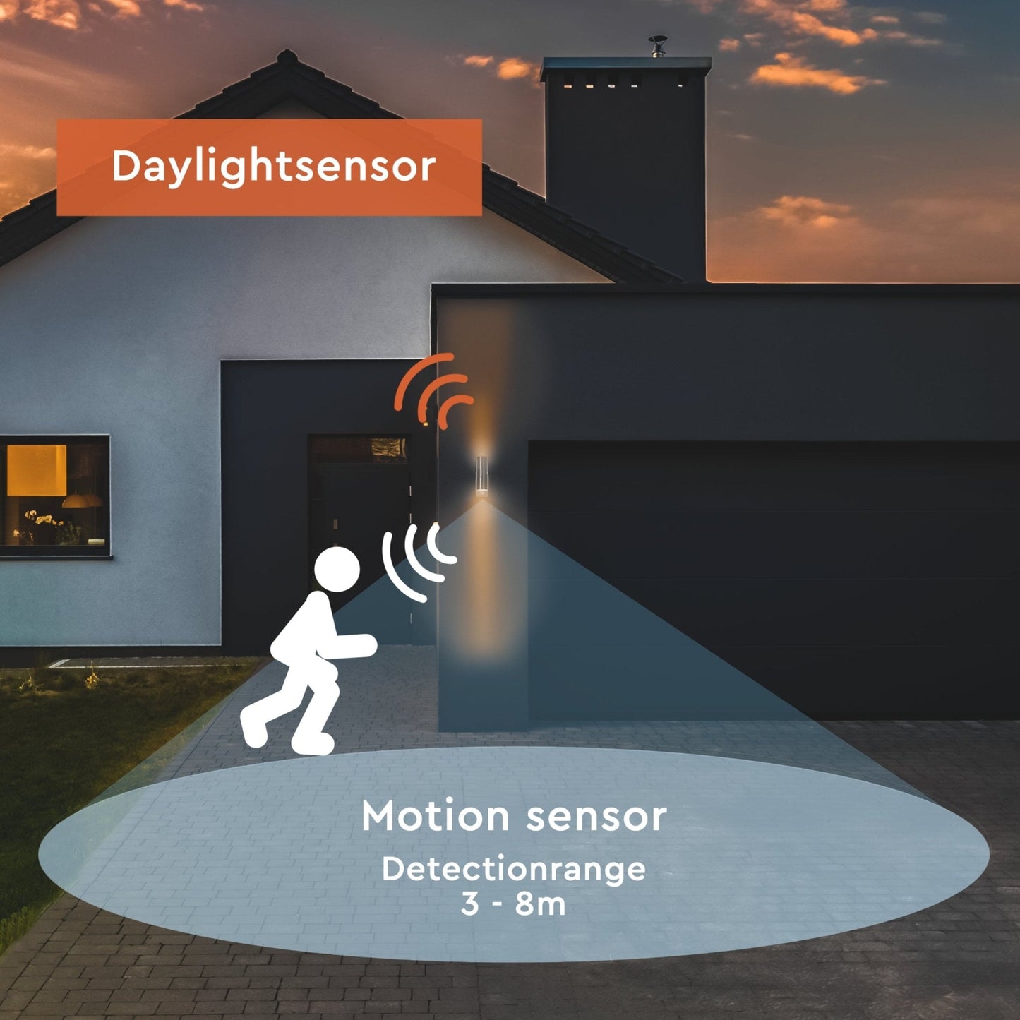 LED's Light RVS LED Buitenlamp met Bewegingssensor - 2 lichts up & down - IP44 - Zilver