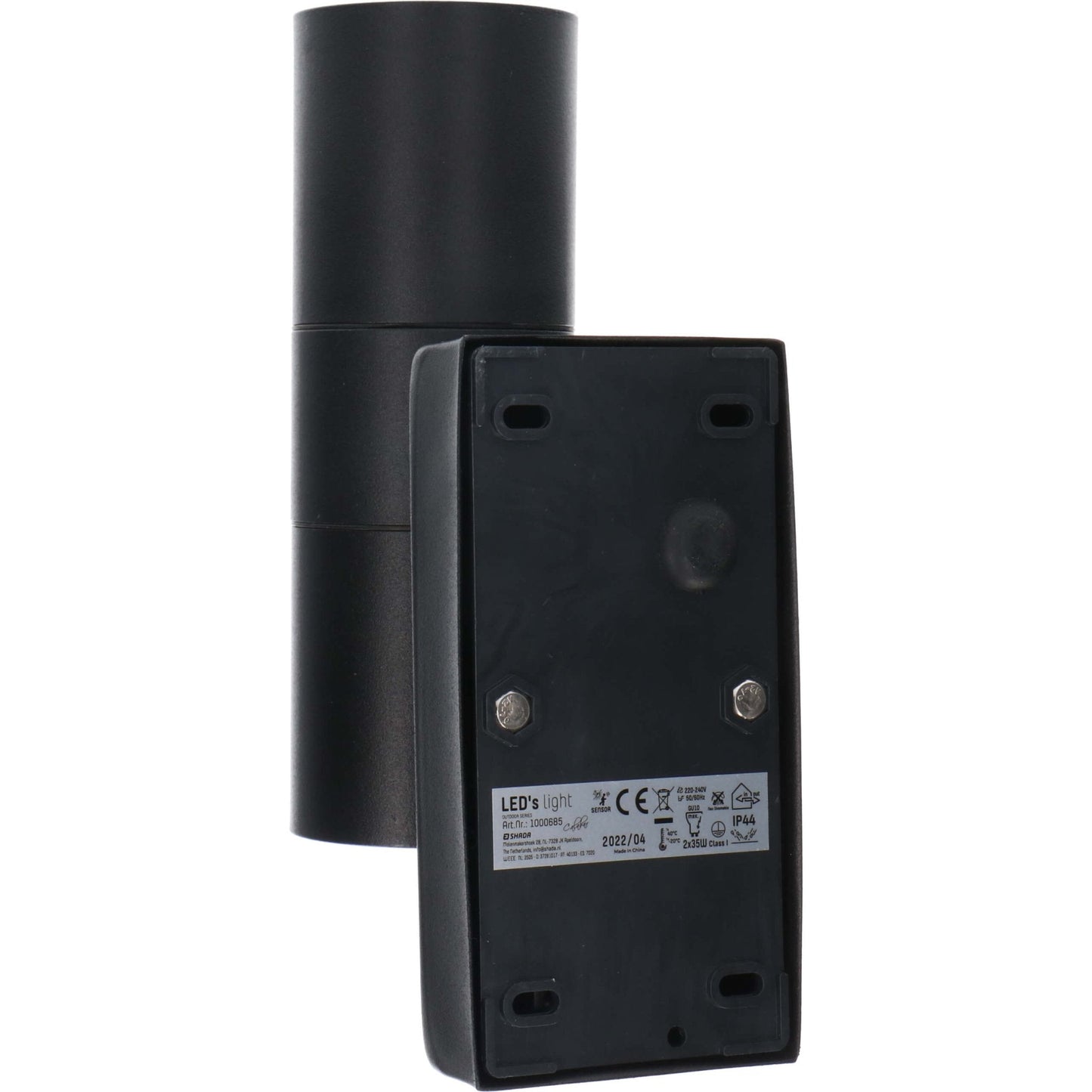 LED's Light RVS LED Buitenlamp met Bewegingssensor - 2 lichts up & down - IP44 - Zwart