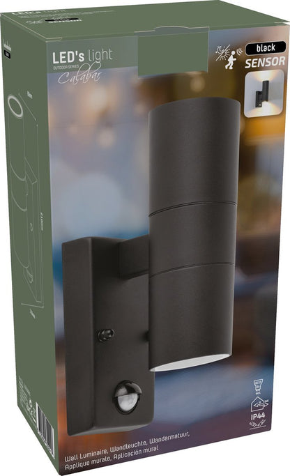 LED's Light RVS LED Buitenlamp met Bewegingssensor - 2 lichts up & down - IP44 - Zwart