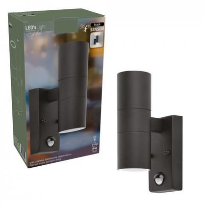 LED's Light RVS LED Buitenlamp met Bewegingssensor - 2 lichts up & down - IP44 - Zwart