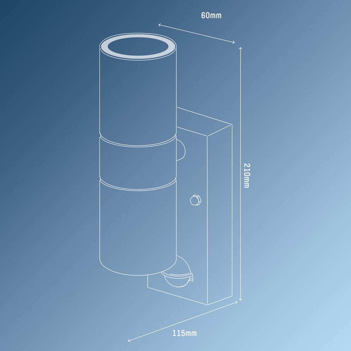 LED's Light RVS LED Buitenlamp met Bewegingssensor - 2 lichts up & down - IP44 - Zwart