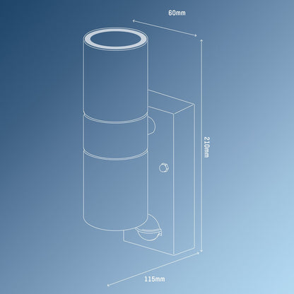 LED's Light RVS LED Buitenlamp met Bewegingssensor - 2 lichts up & down - IP44 - Zwart