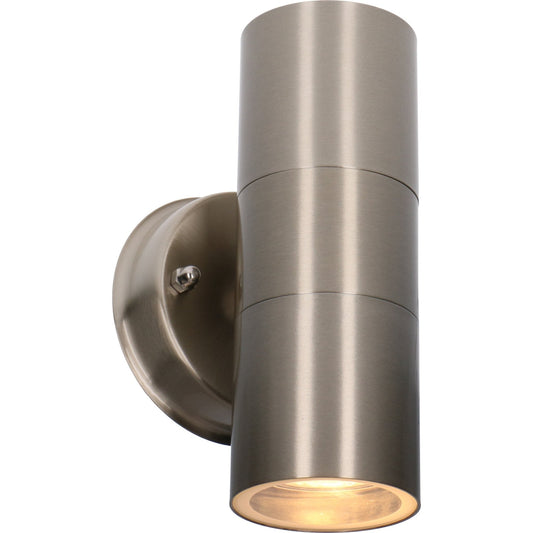 LED's Light RVS LED Muurlamp Buiten - Spot met 2 x GU10 fitting - Model Catania - IP44 - Zilver