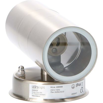 LED's Light RVS LED Muurlamp Buiten - Spot met 2 x GU10 fitting - Model Catania - IP44 - Zilver