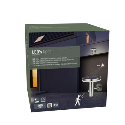 RVS Solar LED Buitenlamp met bewegingssensor - Draadloos - 3 standen - Zilver