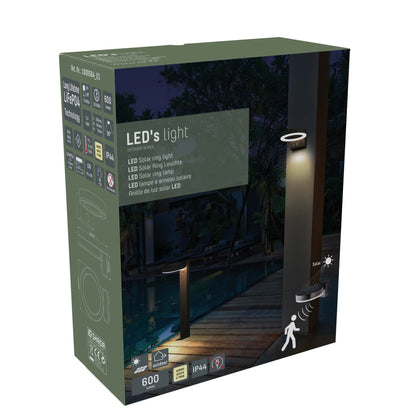 RVS Solar LED Buitenlamp met bewegingssensor - Draadloos - 3 standen - Zwart