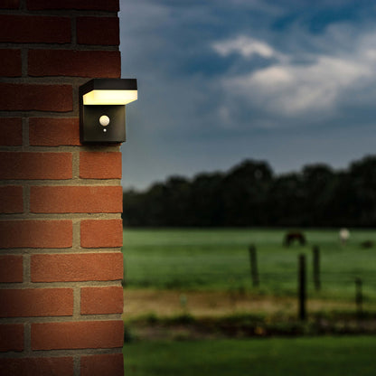 LED's Light RVS Solar LED Muurlamp met Bewegingssensor - Draadloos - Vierkant - 3 standen - Zwart