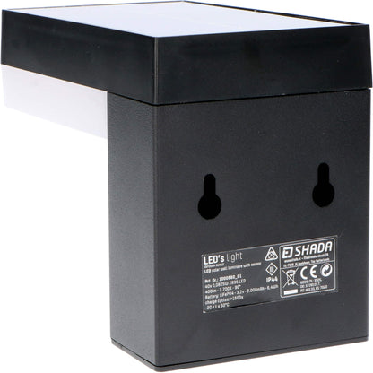 LED's Light RVS Solar LED Muurlamp met Bewegingssensor - Draadloos - Vierkant - 3 standen - Zwart