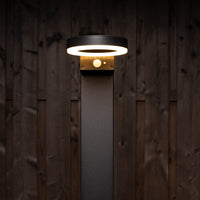 Comnox - LongLife Solar series - RVS Solar LED Tuin Lantaarnpaal - Draadloos met Bewegingssensor - Zwart