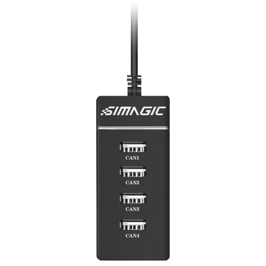 Zwarte USB 3.0 hub met vier poorten, blauwe LED-indicator en USB-kabel. Geschikt voor gaming en multitasking met hoge snelheid.