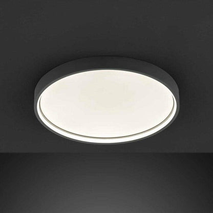 Slim LED Plafonniere 45 cm - Plafondlamp dimbaar zonder dimmer - Warm wit licht - Antraciet