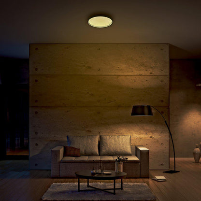 Slim LED Plafonniere 45 cm - Plafondlamp dimbaar zonder dimmer - Warm wit licht - Antraciet