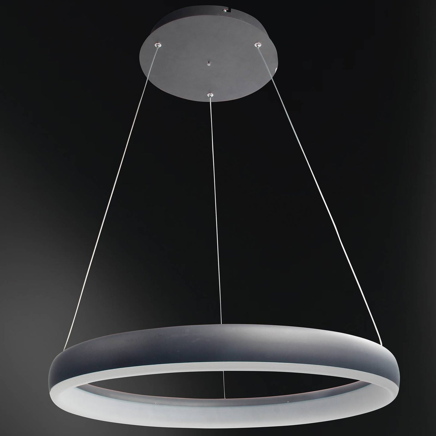 Smart LED Hanglamp ring 60 cm - Bedienbaar met afstandsbediening en app - White & Color - Zwart