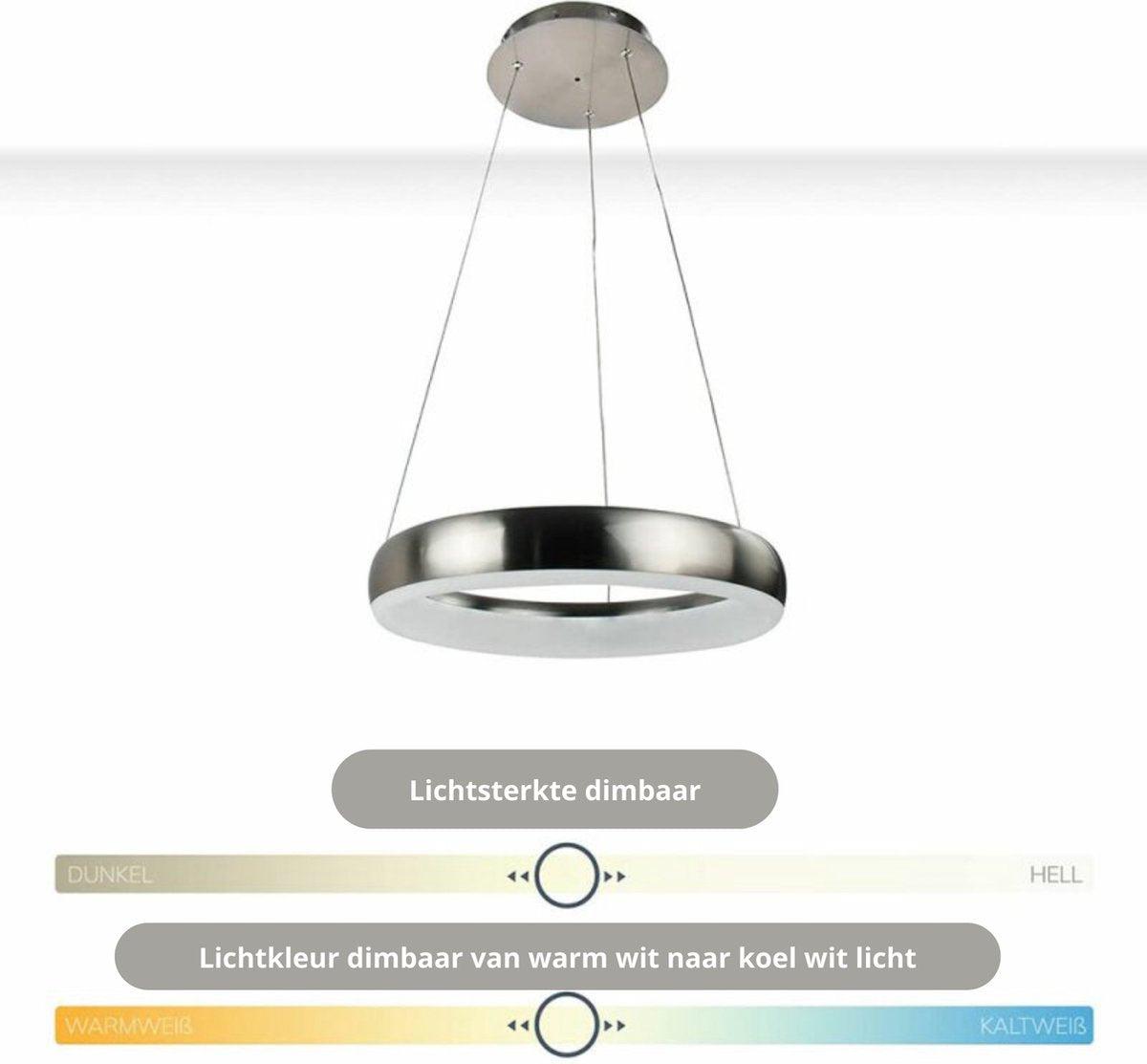 Smart LED Hanglamp rond 40 cm - Bedienbaar met afstandsbediening en app - White & Color - Zilver
