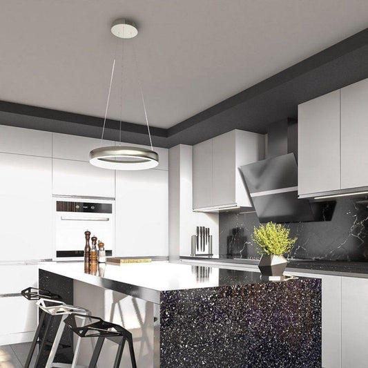 Smart LED Hanglamp rond 40 cm - Bedienbaar met afstandsbediening en app - White & Color - Zilver