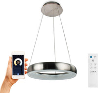 Comnox - Smart LED Hanglamp rond - Slimme sfeer met app-bediening - Zilver 40 cm