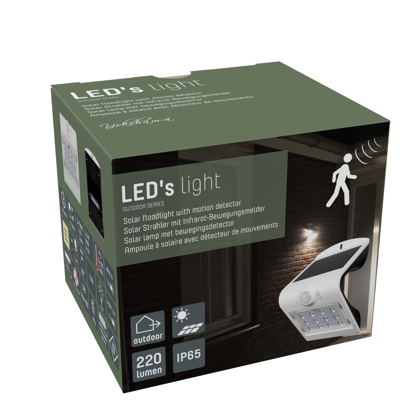 LED's Light Solar LED Wandlamp met Bewegingssensor 220 - 3 lichtstanden - Automatisch aan/uit - Wit