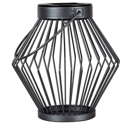 Solar LED Lantaarn Rotan 17 cm - Draadloos op zonne-energie - Grijs