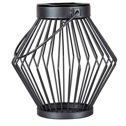 Solar LED Lantaarn Rotan 17 cm - Draadloos op zonne-energie - Grijs