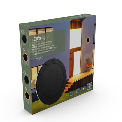 LED's Light Solar Wandklok voor Buiten - Draadloos op zonne-energie - Automatisch aan/uit - 22 cm