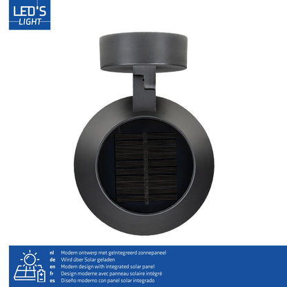 Solar Wandlamp Buitenlamp met Bewegingssensor - 350lm - 4000K - Zwart - IP54 - Sensor