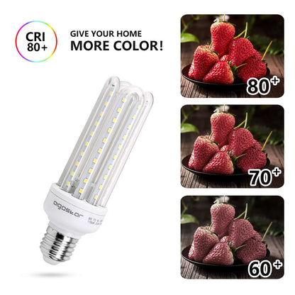 Een witte LED-lamp met E27-schroefdraad, voorzien van meerdere kleine LED’s in een korenbloemvorm, geschikt voor energiezuinig verlichting in huishoudelijke en commerciële ruimtes.