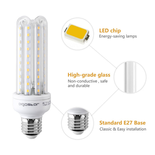 Comnox - E27 LED spaarlamp - Warm wit verlichtingsoplossing voor binnen en buiten - Comfortabel licht 3000K - 15W - 1200 lumen