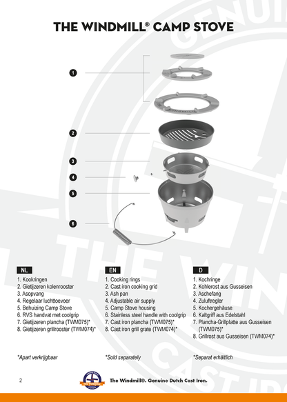 Comnox - Windmill Camp Stove - Comfortabel koken buiten - Verstelbare luchtschuif - Aluminium - 31,5 cm