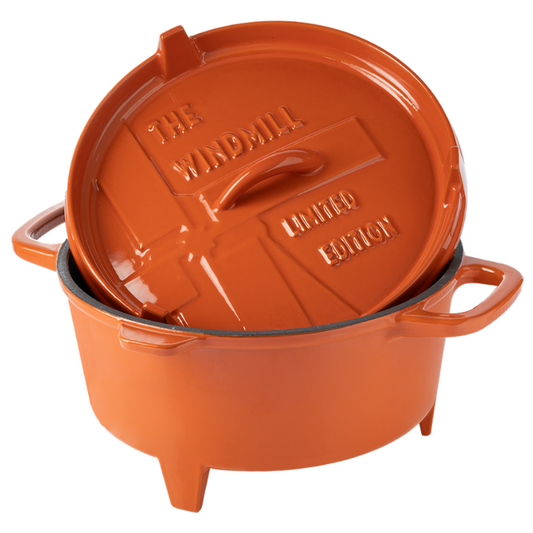 Comnox - The Windmill - Premium Dutch Oven 4,5 quarts Limited Edition Geëmailleerd - Comfort & Stijl - Gelijkmatige warmteverdeling - Gietijzeren pan - 4,5 qt