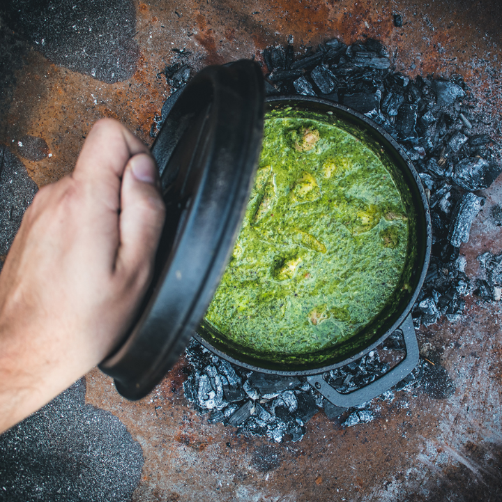 Comnox - Windmill Cast Iron Starter Set - Comfortabel buiten koken - Duurzaam gietijzer - Dutch oven 4,5Qt - 290x500x300mm - outdoor cooking