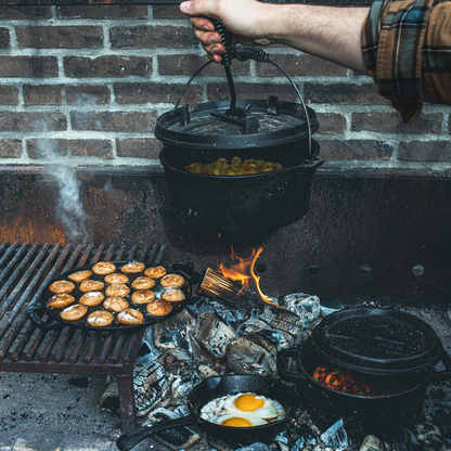 Comnox - Windmill Cast Iron Starter Set - Comfortabel buiten koken - Duurzaam gietijzer - Dutch oven 4,5Qt - 290x500x300mm - outdoor cooking