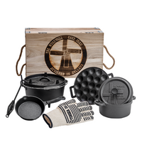 Comnox - Windmill Cast Iron Starter Set - Comfortabel buiten koken - Duurzaam gietijzer - Dutch oven 4,5Qt - 290x500x300mm - outdoor cooking