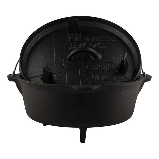 Comnox - The Windmill Dutch Oven 6 quarts Met Pootjes - Gelijkmatige warmteverdeling - Langdurige warmteopslag - 5,9 liter - Gietijzer - zwart