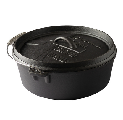 Comnox - Windmill Dutch Oven 6 Quarts Zonder Pootjes - Ultieme buitenkook-kracht - Direct klaar voor gebruik - Gietijzeren pan - Stabiel op BBQ en fornuis
