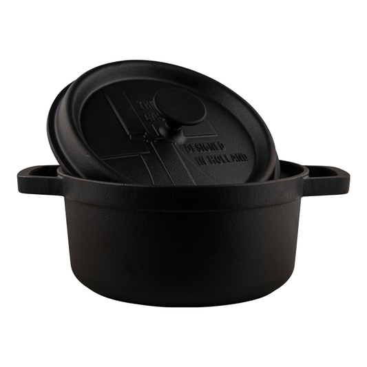 Comnox - The Windmill Gietijzeren BBQ Pan L - Groot formaat, veelzijdig gebruik, duurzaam gietijzer - 3,6L - zwart