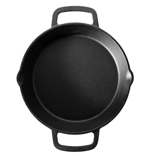 Comnox - The Windmill Skillet Medium met 2 Handvaten - Gemaakt voor comfort en veiligheid - Direct inzetbaar - Hoogwaardig gietijzer - 24 cm