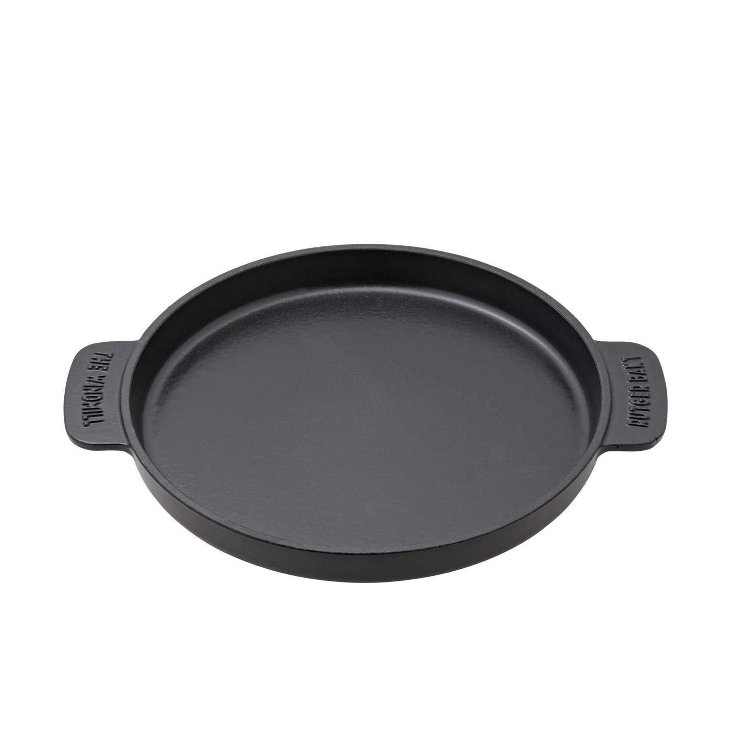 Zwarte, glanzende kookpan met afdekking en zilveren dekschroef, versierd met reliëf van bladeren. Ideaal voor professioneel bakken en grillen in de keuken.