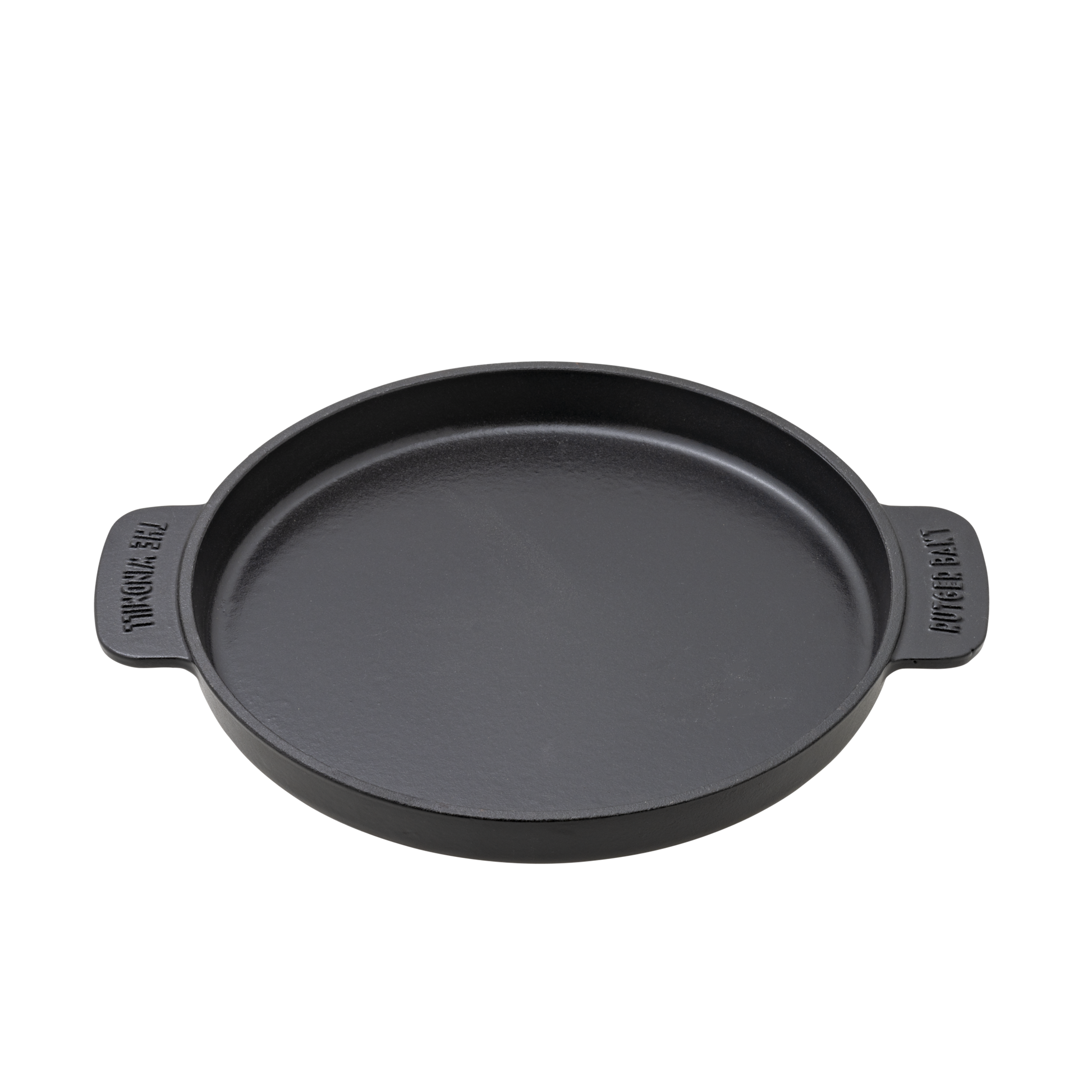 Zwarte, glanzende kookpan met afdekking en zilveren dekschroef, versierd met reliëf van bladeren. Ideaal voor professioneel bakken en grillen in de keuken.