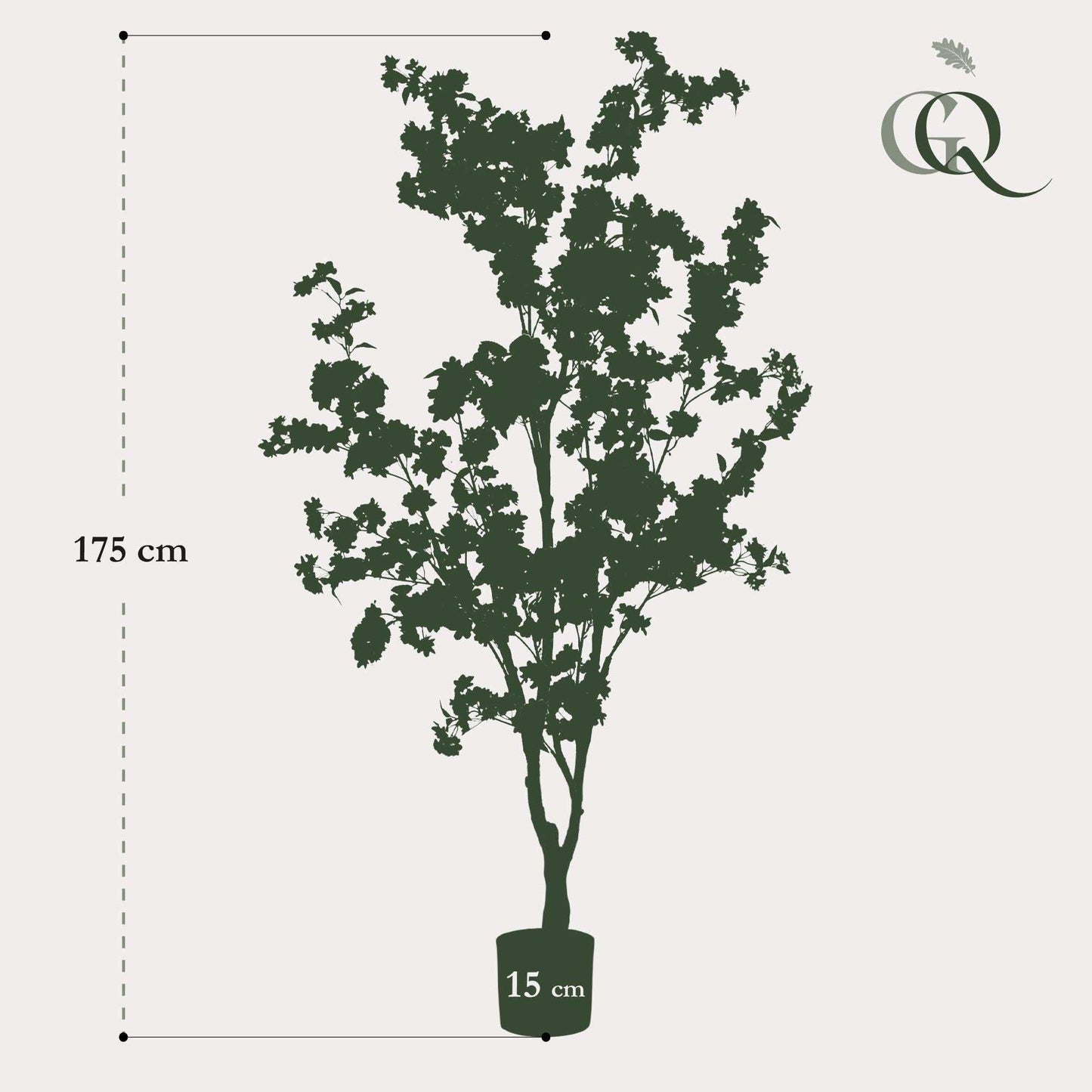 Kunstplant kersenbloesem (Prunus) wit, 175 cm hoog