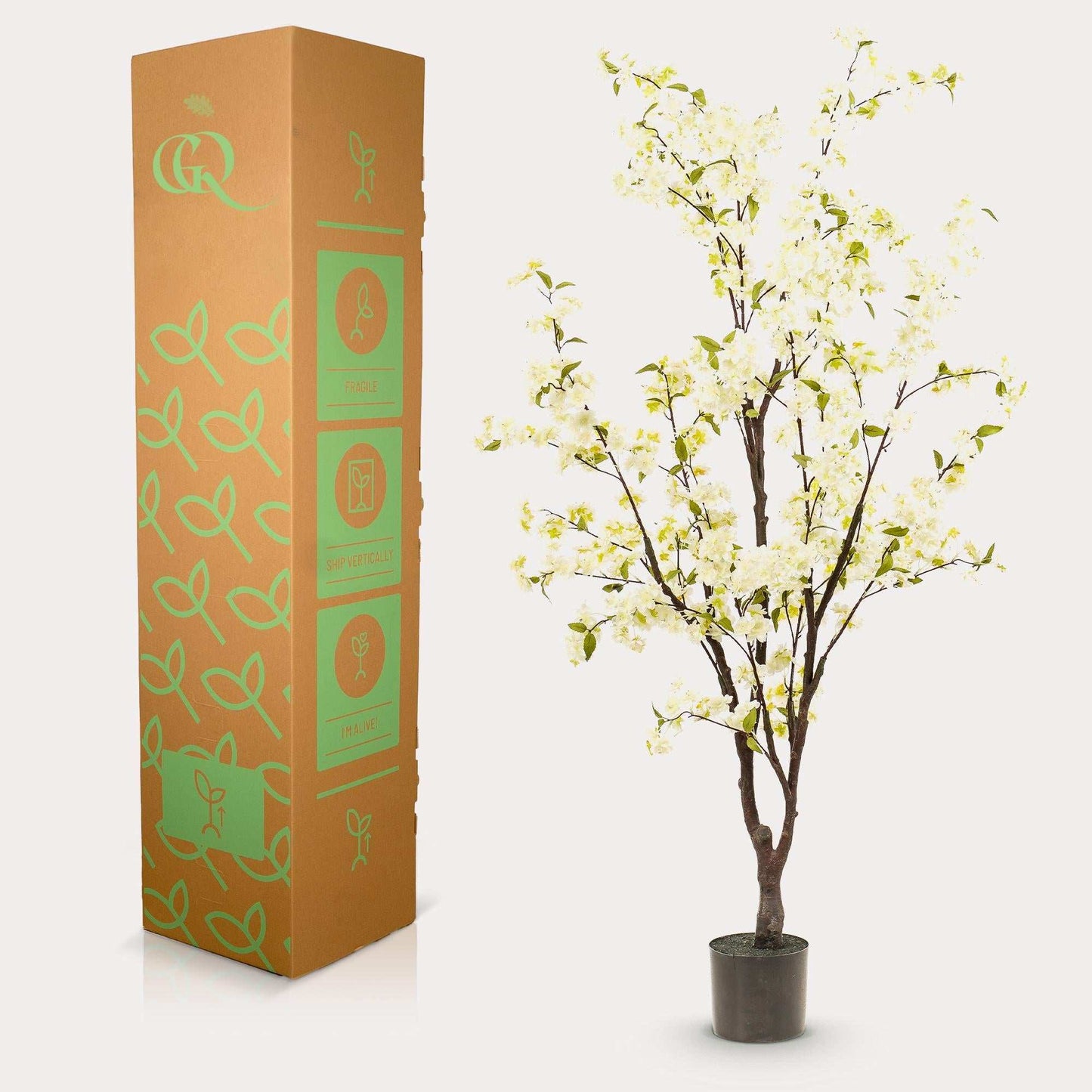 Kunstplant kersenbloesem (Prunus) wit, 175 cm hoog