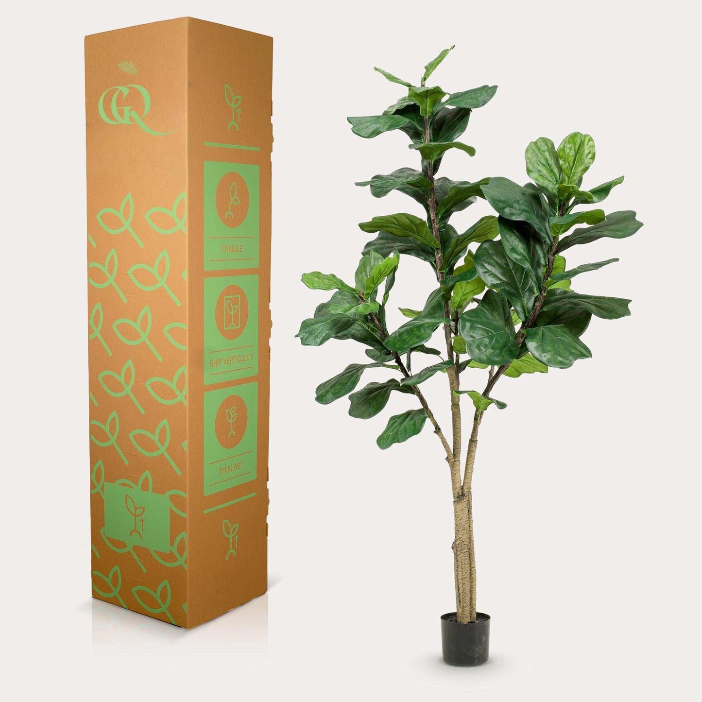 Kunstplant Ficus lyrata (vioolblad ficus), 180 cm hoog