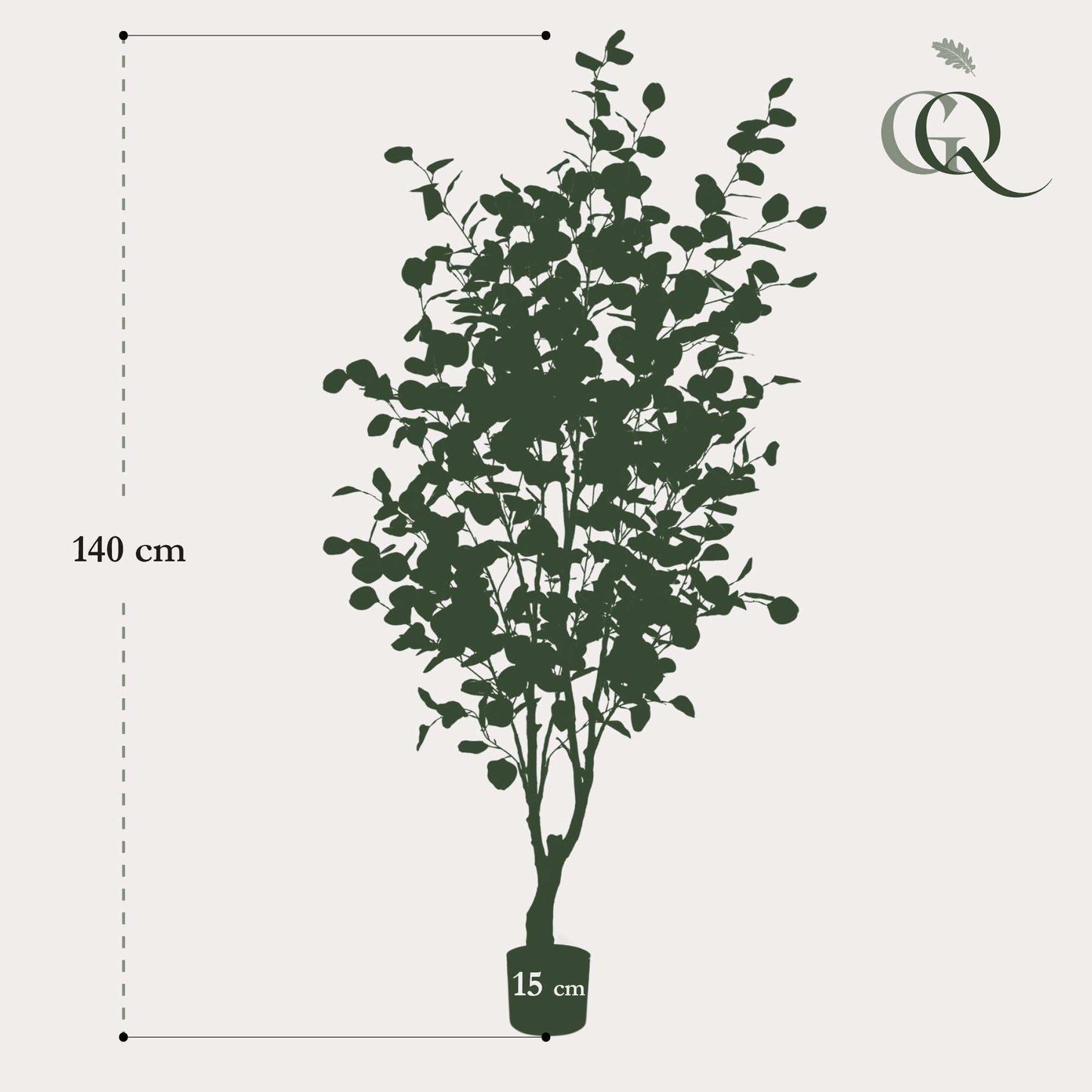 Kunstplant Eucalyptus (blauwe gomboom), 140 cm hoog