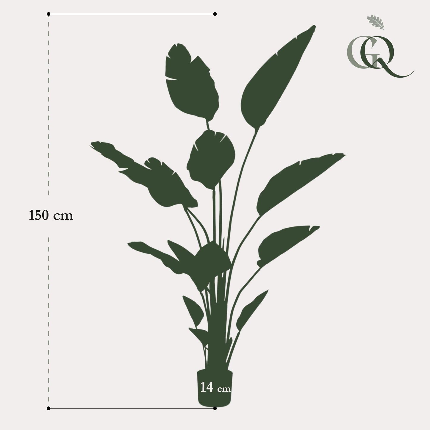 Kunstplant Strelitzia nicolai (paradijsvogelbloem), 150 cm hoog