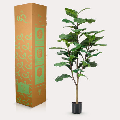 Kunstplant Ficus lyrata (vioolblad ficus / tabaksplant), 120 cm hoog